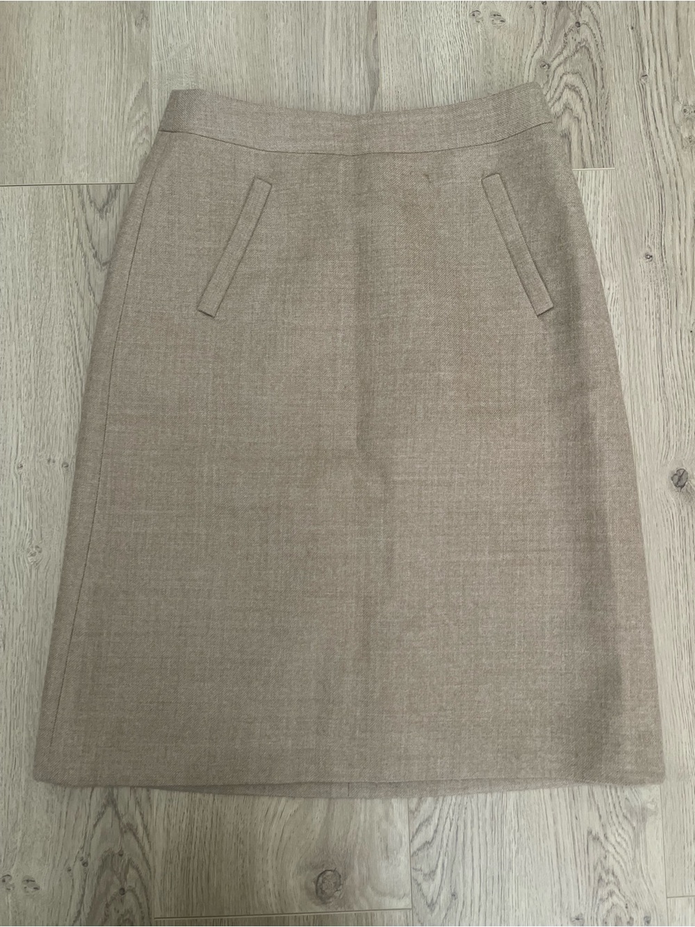 J. Crew Beige Wool-Blend Pencil Skirt (0)